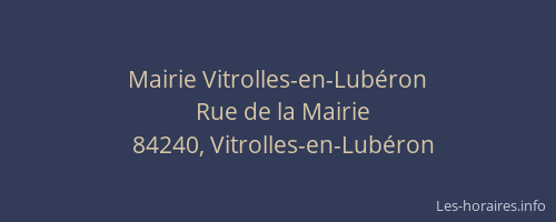 Mairie Vitrolles-en-Lub&eacute;ron