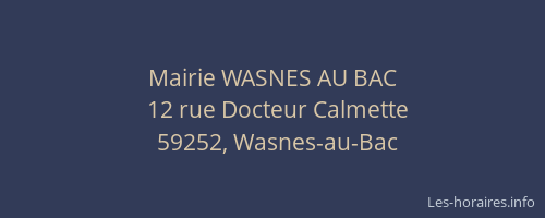 Mairie WASNES AU BAC