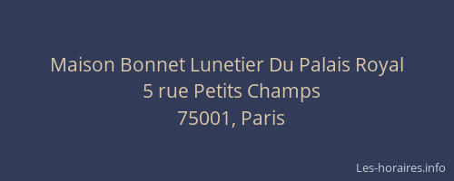Maison Bonnet Lunetier Du Palais Royal