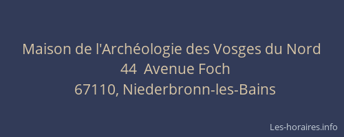 Maison de l'Archéologie des Vosges du Nord