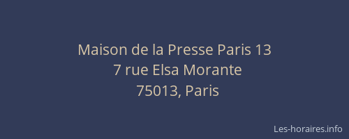 Maison de la Presse Paris 13