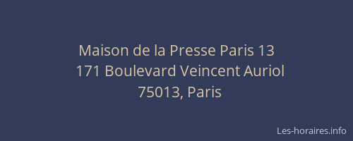 Maison de la Presse Paris 13