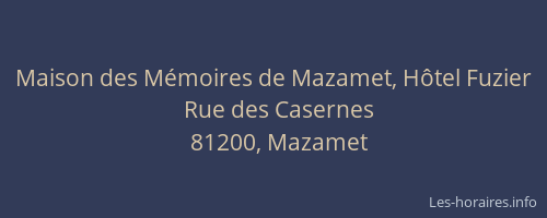 Maison des Mémoires de Mazamet, Hôtel Fuzier