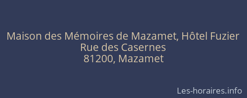 Maison des Mémoires de Mazamet, Hôtel Fuzier
