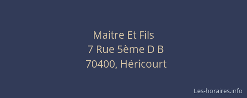 Maitre Et Fils