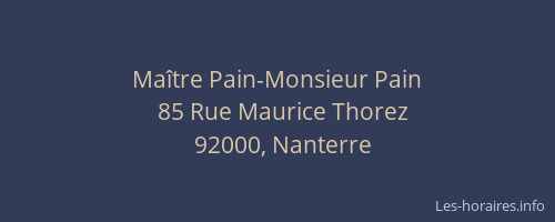 Maître Pain-Monsieur Pain
