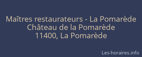 Maîtres restaurateurs - La Pomarède
