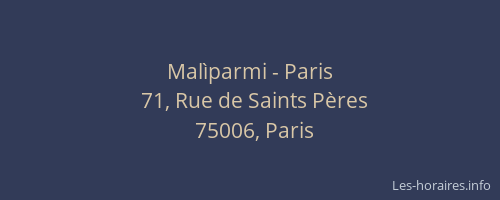 Malìparmi - Paris