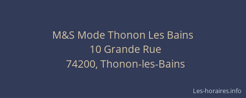 M&S Mode Thonon Les Bains