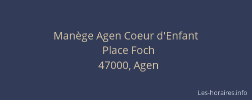 Manège Agen Coeur d'Enfant