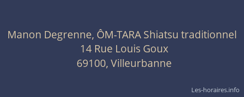 Manon Degrenne, ÔM-TARA Shiatsu traditionnel