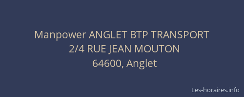 Manpower ANGLET BTP TRANSPORT