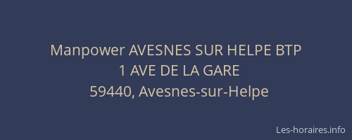 Manpower AVESNES SUR HELPE BTP