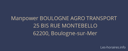 Manpower BOULOGNE AGRO TRANSPORT