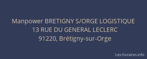 Manpower BRETIGNY S/ORGE LOGISTIQUE