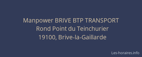 Manpower BRIVE BTP TRANSPORT
