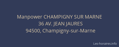 Manpower CHAMPIGNY SUR MARNE