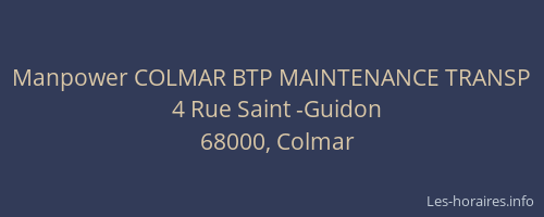 Manpower COLMAR BTP MAINTENANCE TRANSP