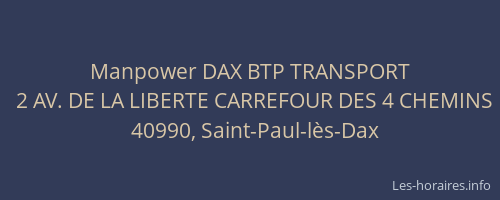 Manpower DAX BTP TRANSPORT