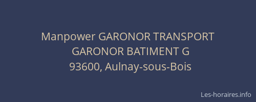 Manpower GARONOR TRANSPORT