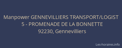 Manpower GENNEVILLIERS TRANSPORT/LOGIST