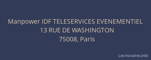 Manpower IDF TELESERVICES EVENEMENTIEL