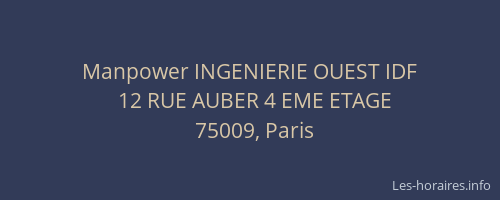 Manpower INGENIERIE OUEST IDF
