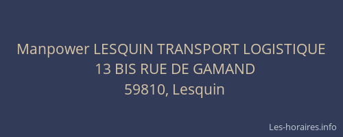 Manpower LESQUIN TRANSPORT LOGISTIQUE