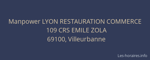 Manpower LYON RESTAURATION COMMERCE