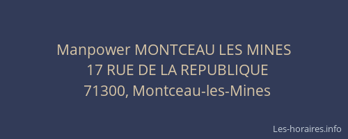 Manpower MONTCEAU LES MINES