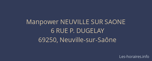Manpower NEUVILLE SUR SAONE