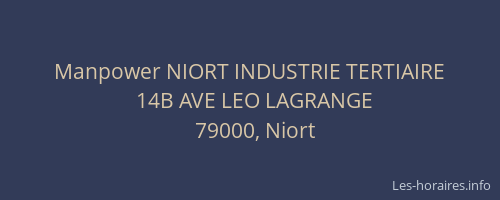 Manpower NIORT INDUSTRIE TERTIAIRE