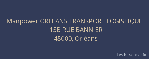 Manpower ORLEANS TRANSPORT LOGISTIQUE