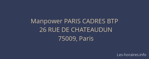 Manpower PARIS CADRES BTP
