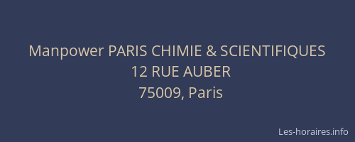 Manpower PARIS CHIMIE & SCIENTIFIQUES