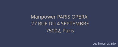 Manpower PARIS OPERA