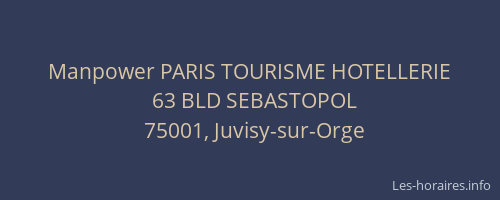 Manpower PARIS TOURISME HOTELLERIE