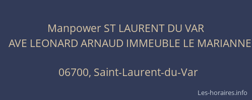 Manpower ST LAURENT DU VAR
