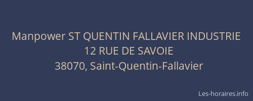 Manpower ST QUENTIN FALLAVIER INDUSTRIE