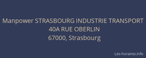 Manpower STRASBOURG INDUSTRIE TRANSPORT