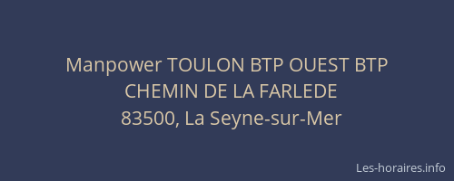 Manpower TOULON BTP OUEST BTP