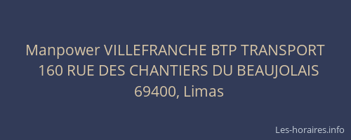 Manpower VILLEFRANCHE BTP TRANSPORT