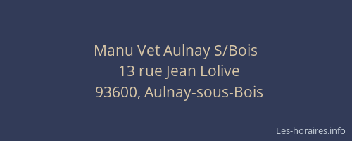Manu Vet Aulnay S/Bois