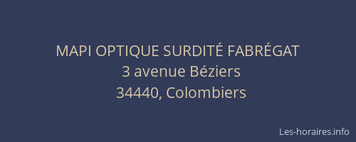 MAPI OPTIQUE SURDITÉ FABRÉGAT