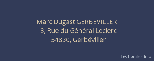 Marc Dugast GERBEVILLER