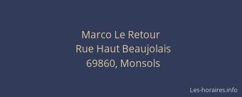 Marco Le Retour