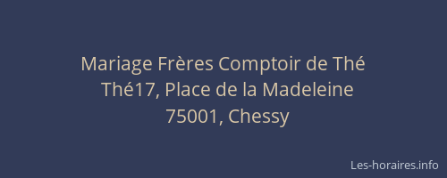 Mariage Frères Comptoir de Thé