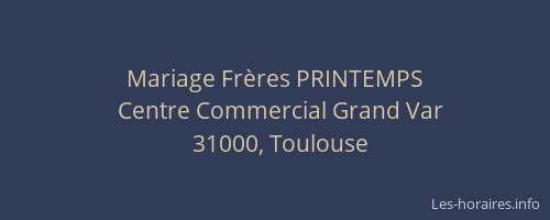 Mariage Frères PRINTEMPS