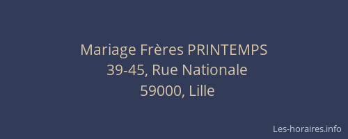 Mariage Frères PRINTEMPS