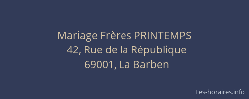 Mariage Frères PRINTEMPS